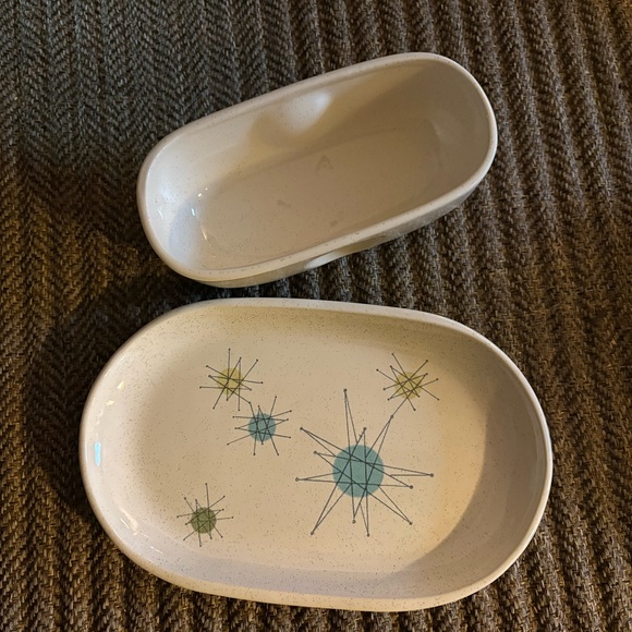 Vintage MCM Franciscan Starburst Dinnerware Set - Cream and Blue - Picture 14 of 16